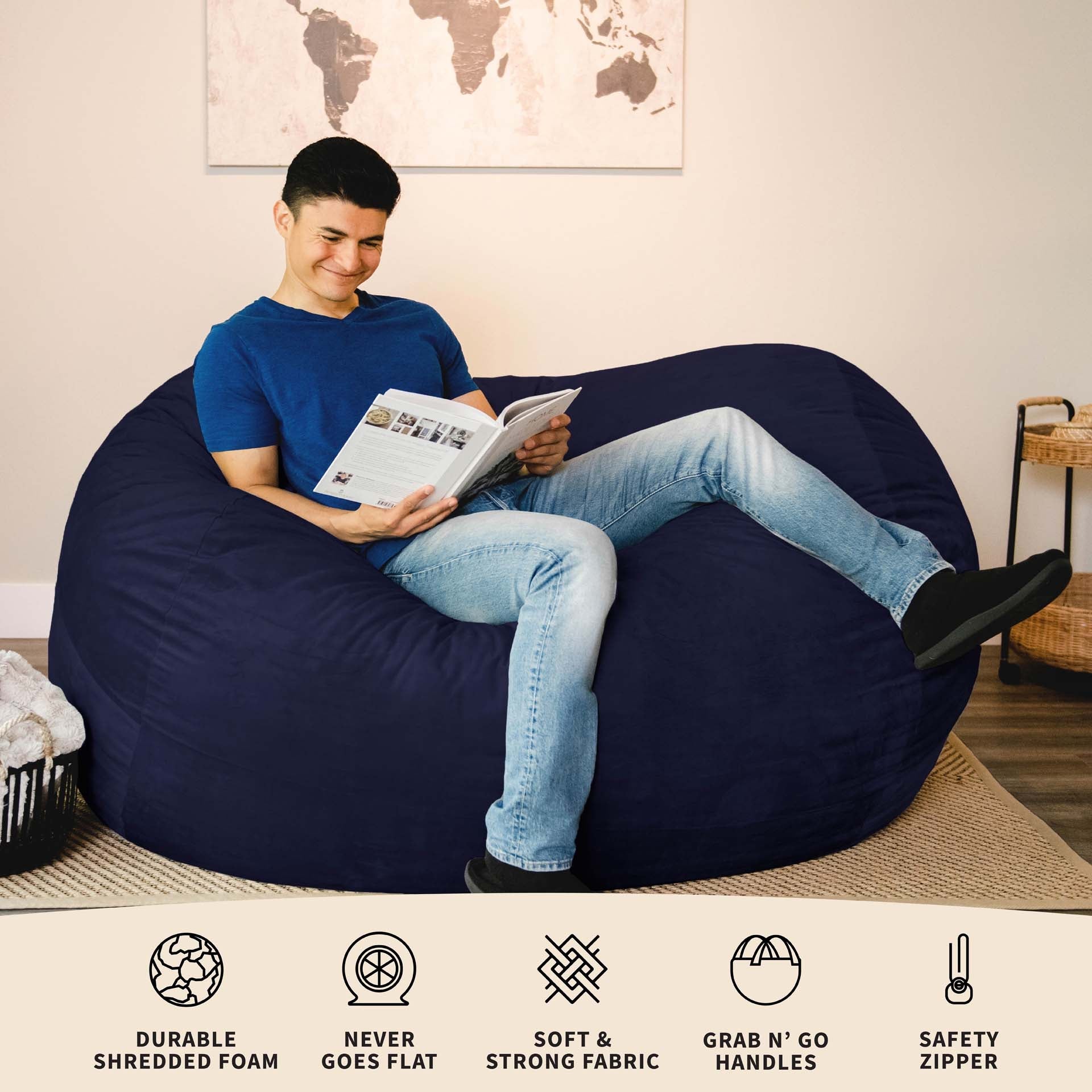 Fuf® 7Ft Foam Bean Bag