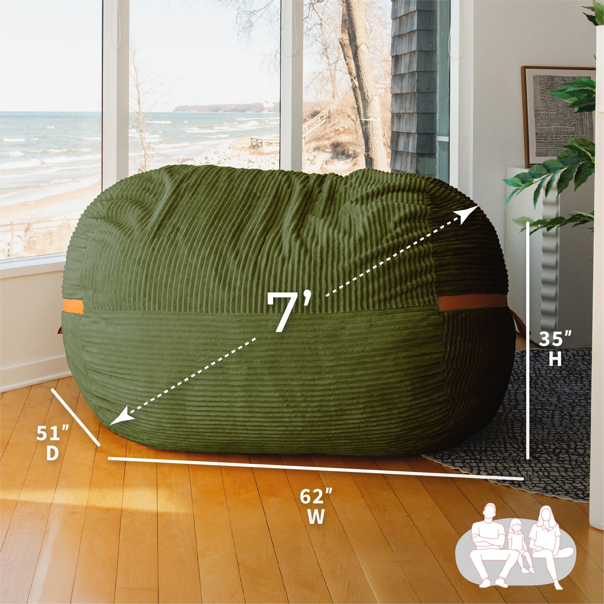 Fuf® 7Ft Foam Bean Bag