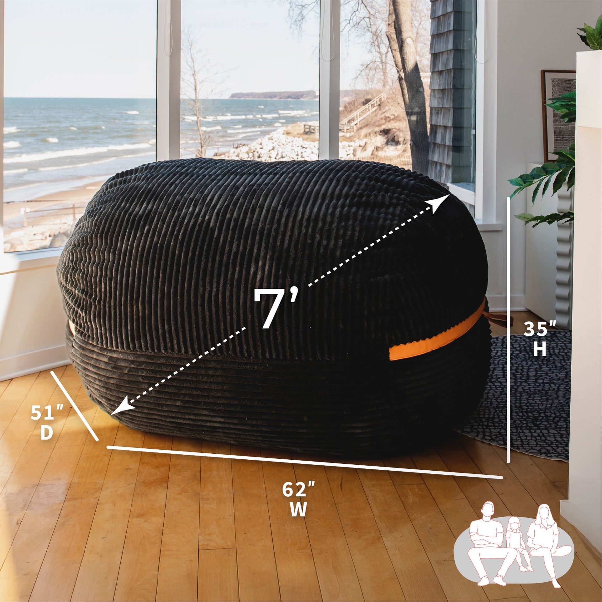 Fuf® 7Ft Foam Bean Bag