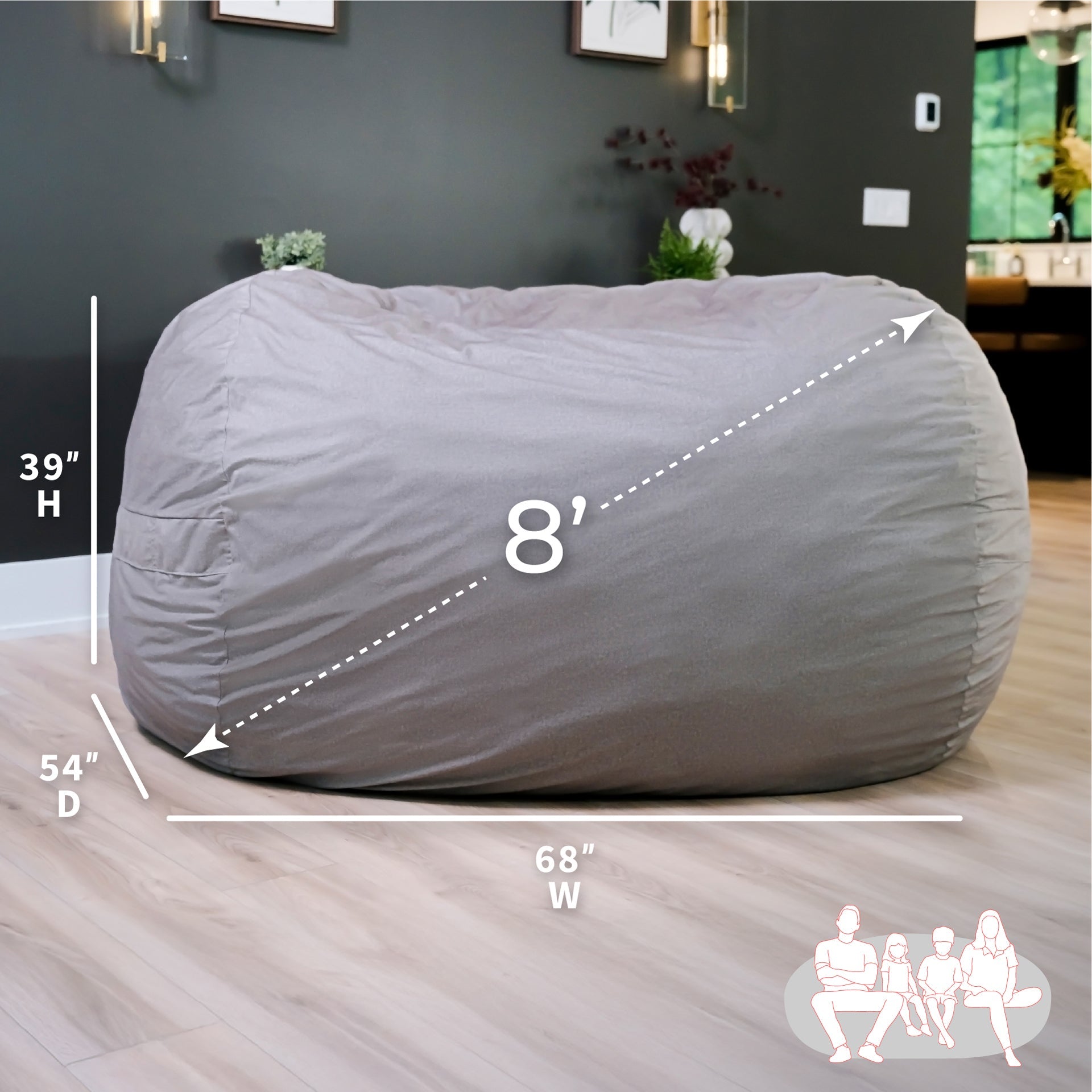 Fuf® 8Ft Giant Bean Bag