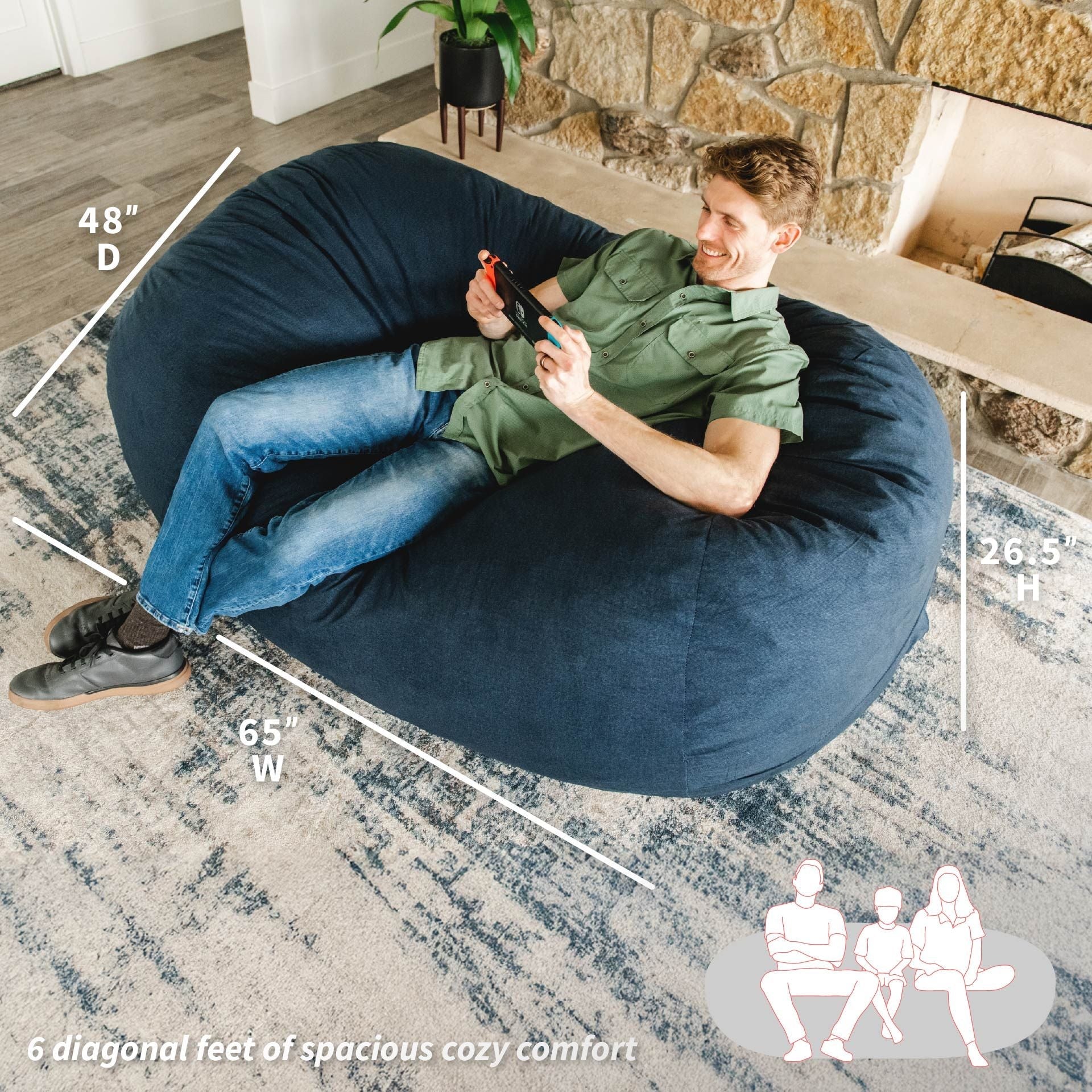 Fuf® 6Ft Foam Bean Bag Lounger