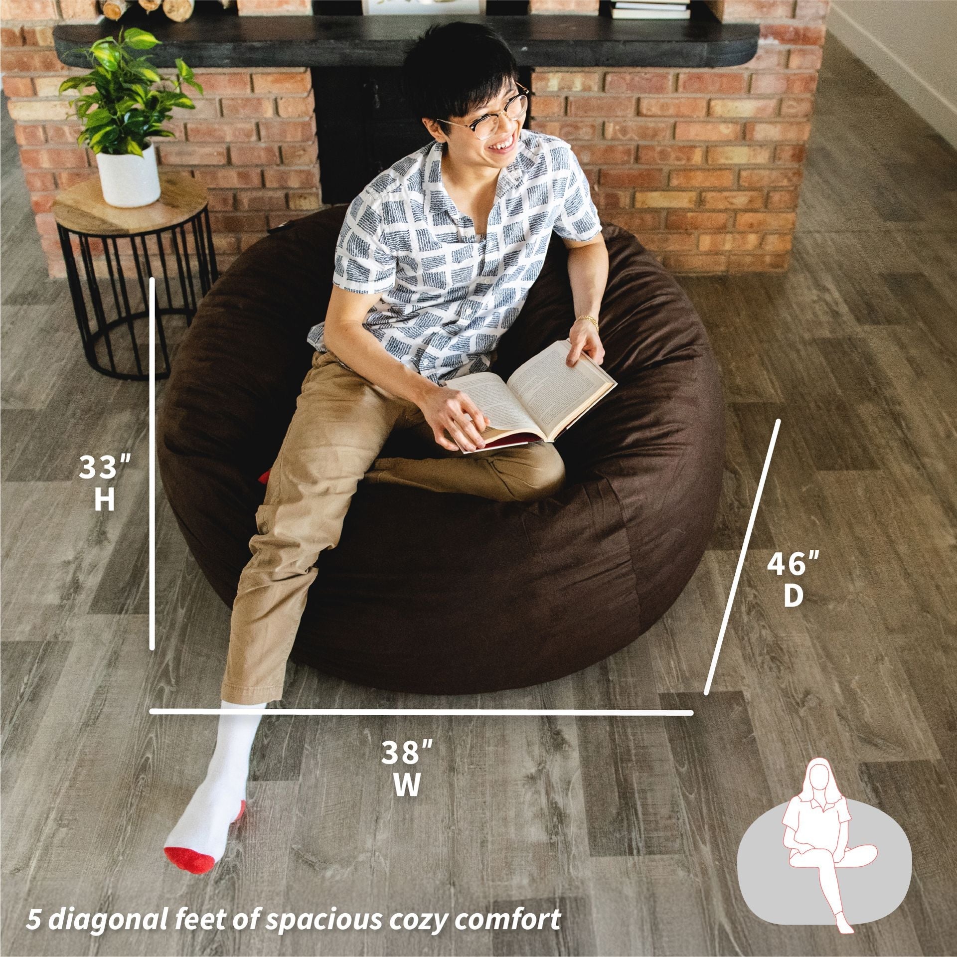 Fuf® 5Ft Foam Bean Bag