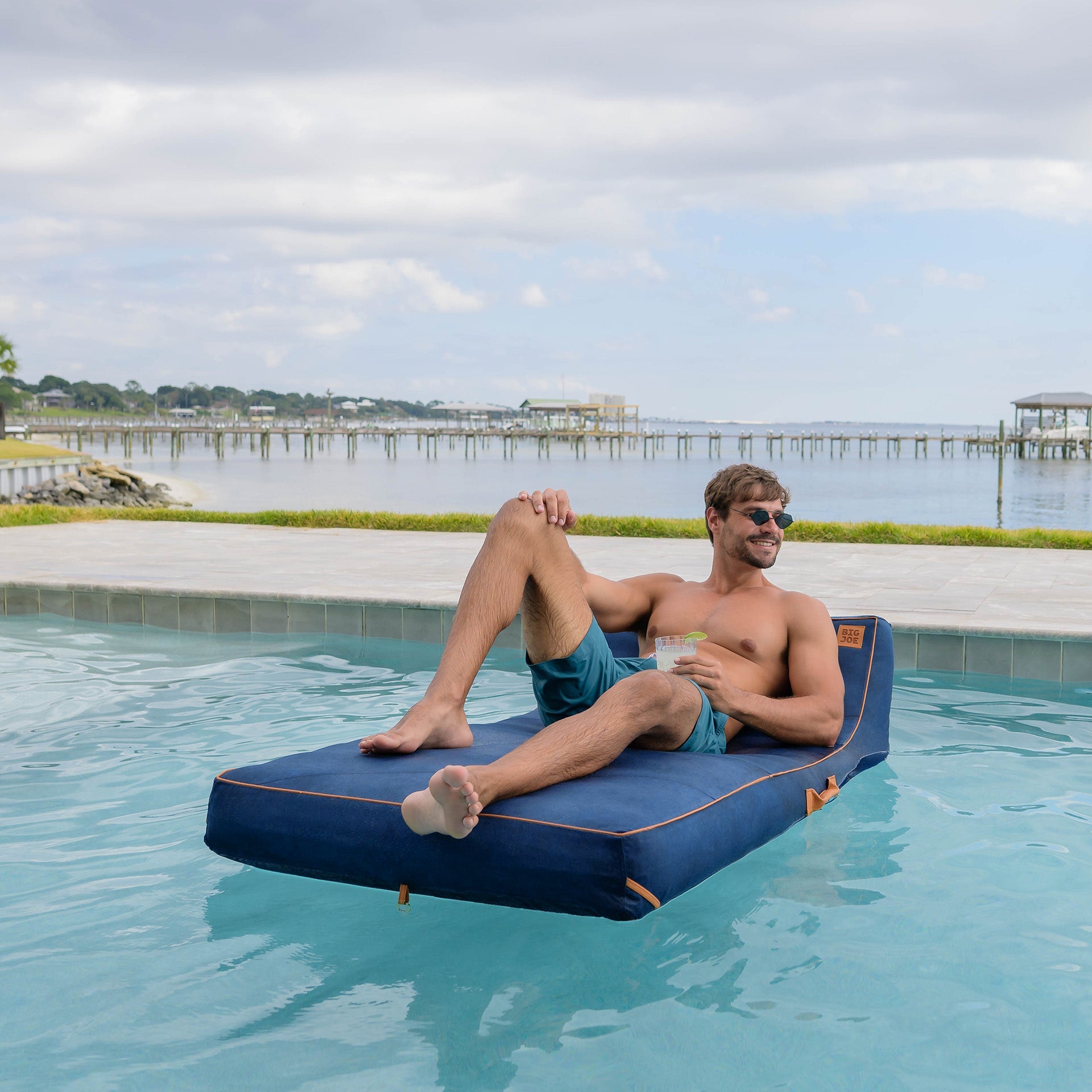 Lux Inflatable Chaise Pool Lounger with Sunbrella® Fabric