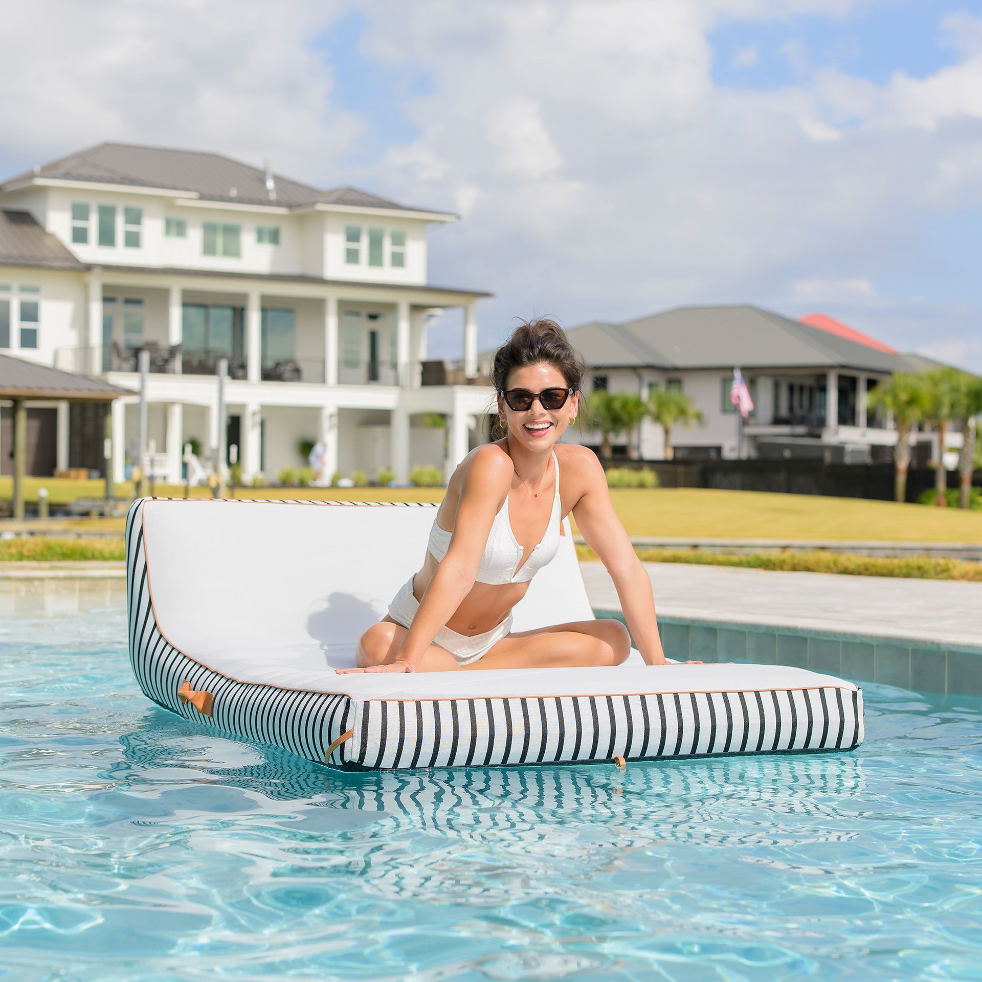 Lux Double Inflatable Chaise Pool Float