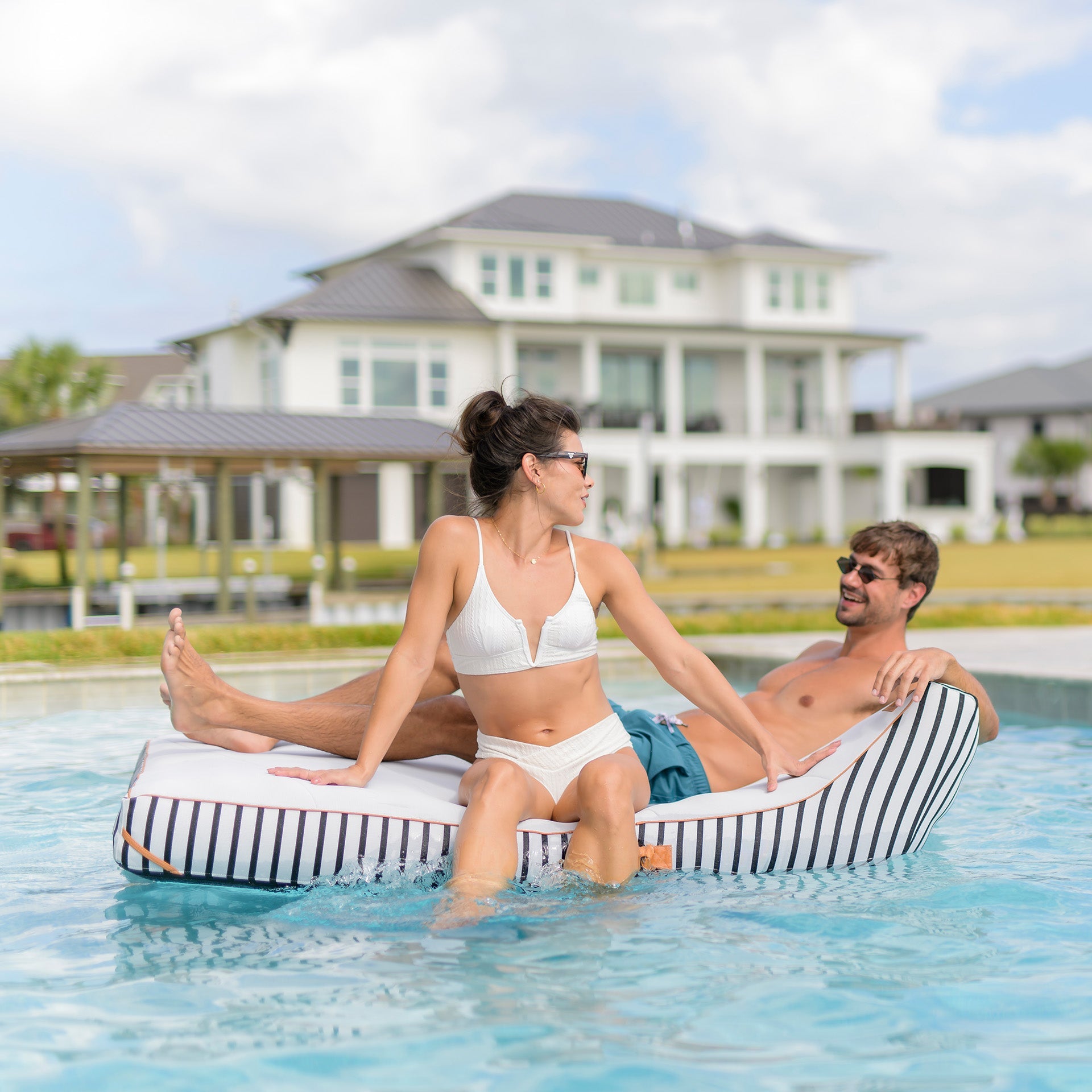 Lux Double Inflatable Chaise Pool Float