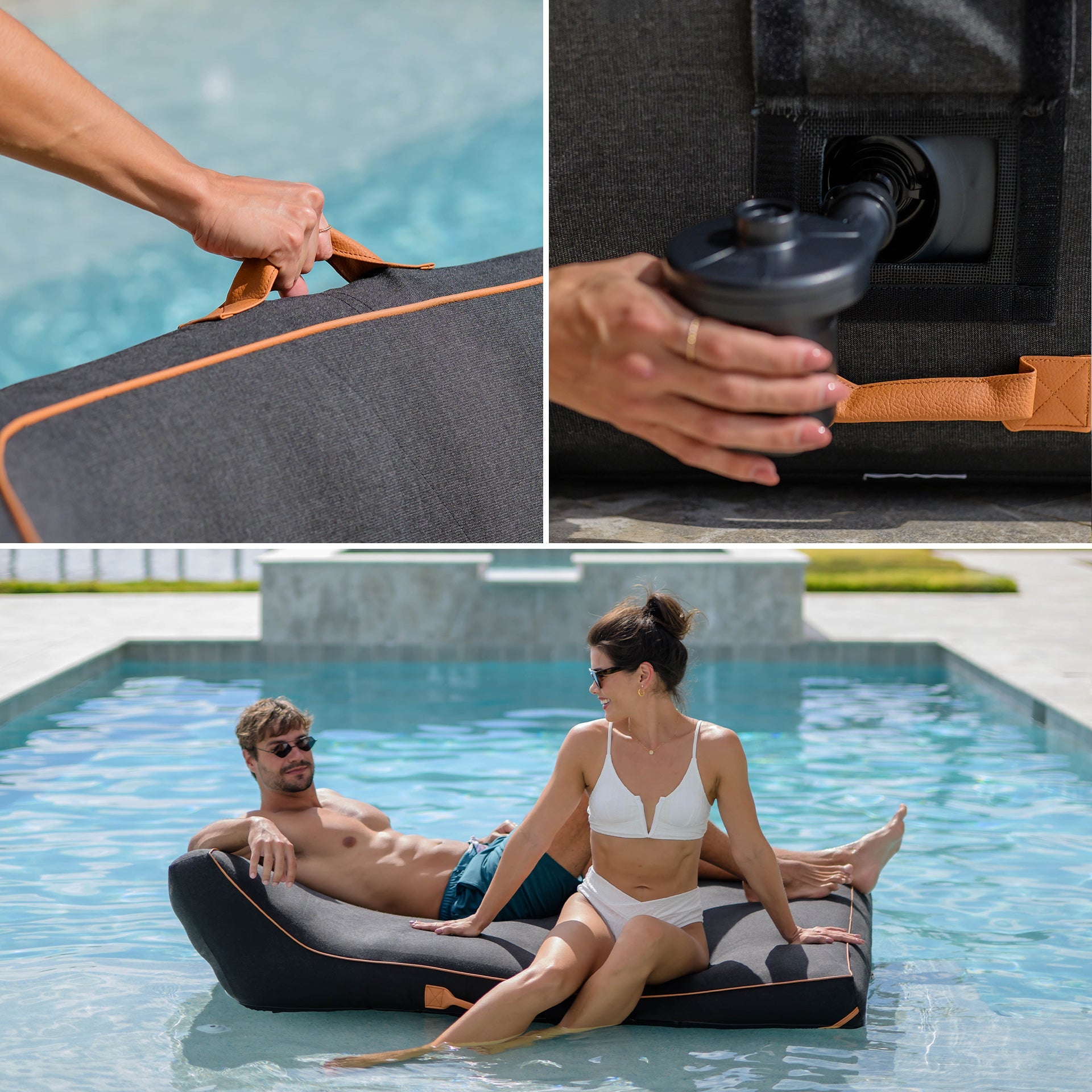 Lux Double Inflatable Chaise Pool Float with Sunbrella® Fabric