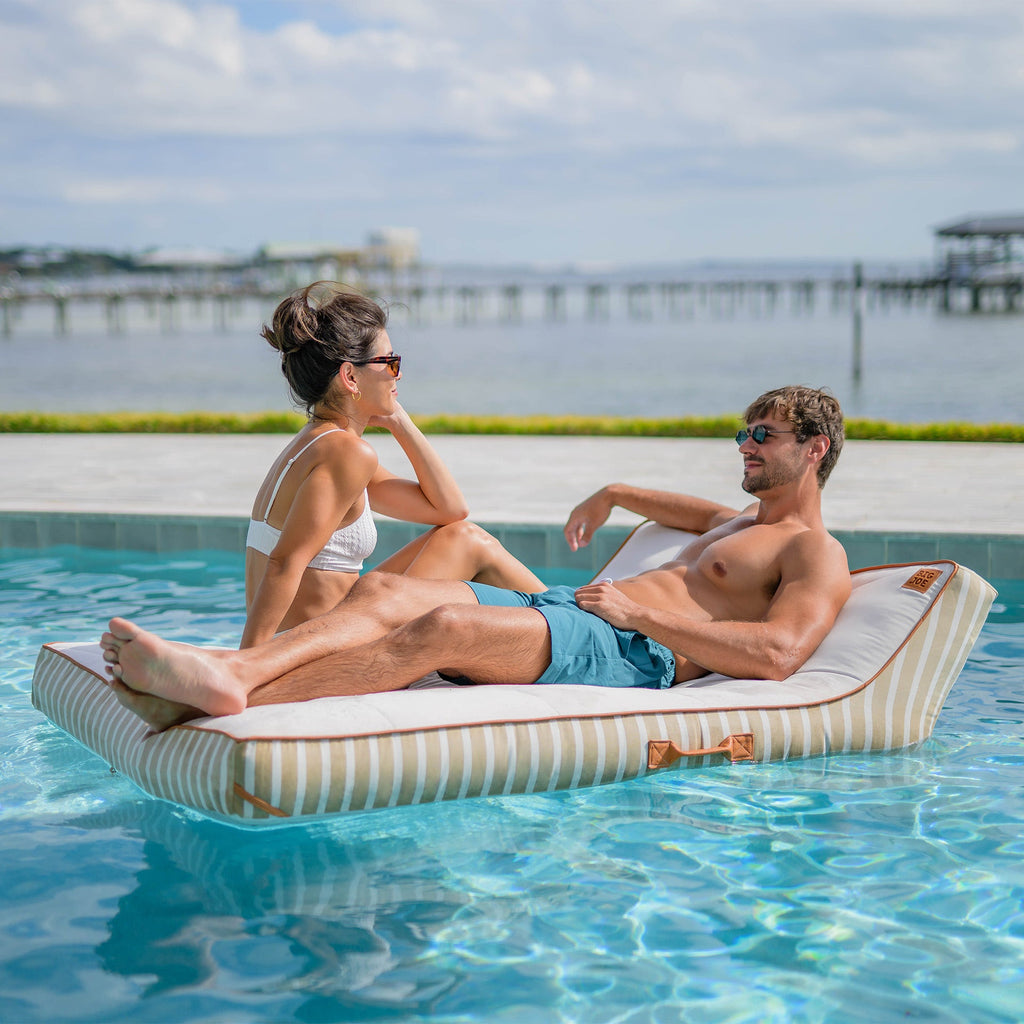 Lux Double Inflatable Chaise Pool Float with Sunbrella® Fabric