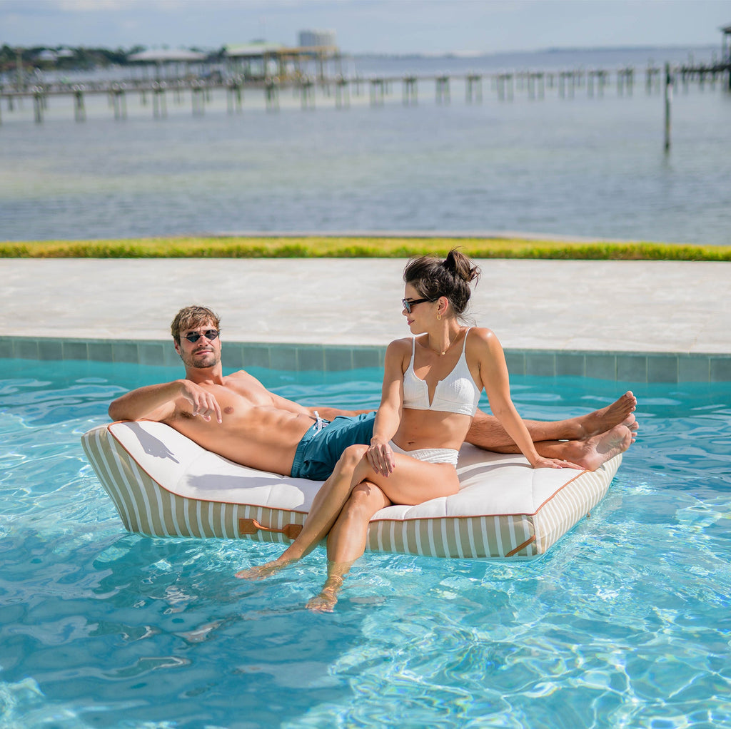 Lux Double Inflatable Chaise Pool Float with Sunbrella® Fabric
