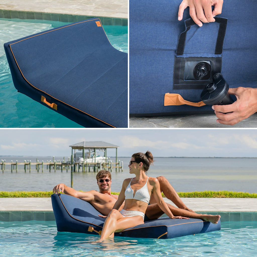 Lux Double Inflatable Chaise Pool Float with Sunbrella® Fabric